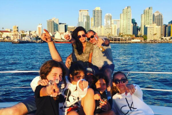 Ladys in the private bachelors yacht charter having a good time watching the sunset of San Diego bay1